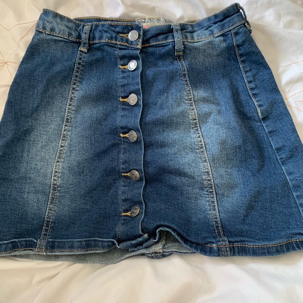 Blue denim skirt